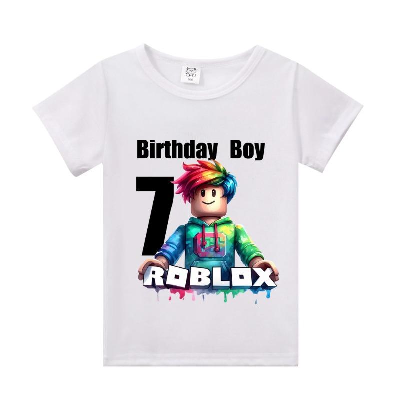 Neue Roblox Kinder T-Shirts Cartoon Geburtstag Zahl Grafik T-Shirts Jungen Mädchen Freizeit Kurzarm Oberteile Sommer Kinderkleidung