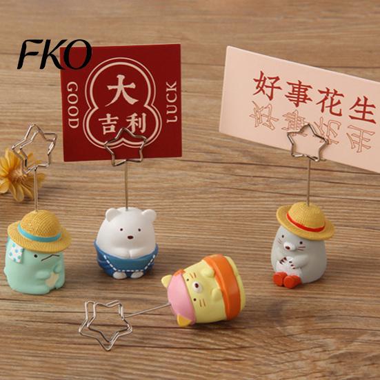 Waterproof Note Holder Desktop Memo Clip Stand, Cartoon Animal Message Holder, Cute Resin Base Photo Healing Atmosphere Decor Display Clip,