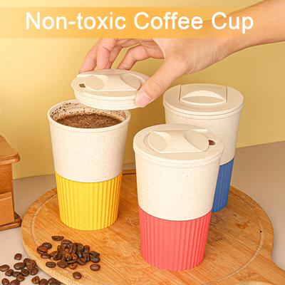 Copo de café 380ML Material de qualidade alimentar Resistente a altas temperaturas Caneca de viagem anti-rachadura espessa à prova de vazamentos com tampa Manga antiderrapante reutilizável ao ar livre