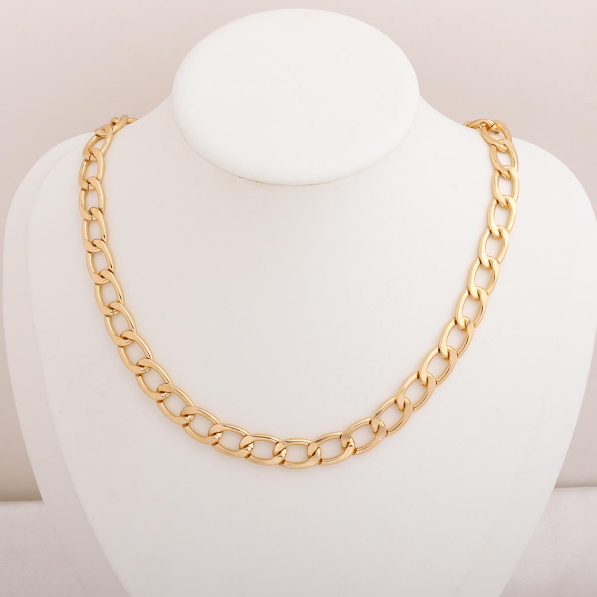 Cross-Border Fashion Necklace Set: OT Buckle, Embossed Round Disc & Retro Cuban Pendant