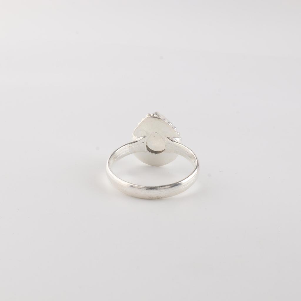 Rainbow Moonstone Gemstone 925 Sterling Silver Jewelry Handcrafted White Stone Ring For Women RR-77-27