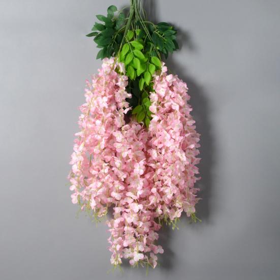 Artificial Wisteria Flower Hanging Garland Faux Silk Hanging Flower Strings Fake Wisteria Flower Vine for Wedding Garden Background Decor