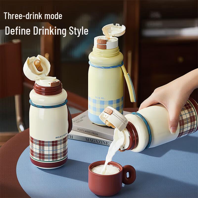 RELEA 620ml Portable Insulated Straw Water Bottle