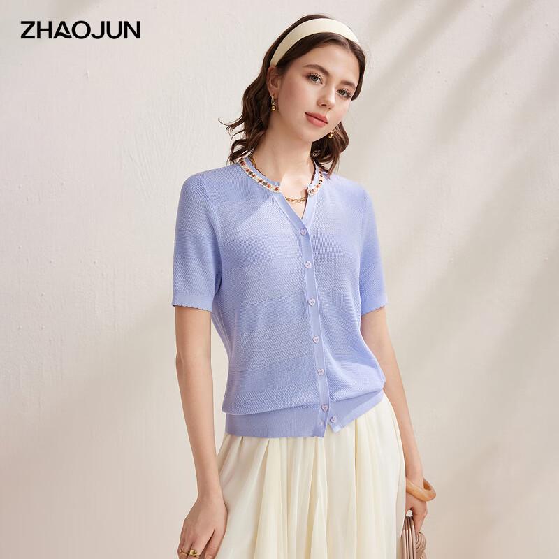 Zhaojun Women s Mulberry Silk Blend Short Sleeve Knit Cardigan XL