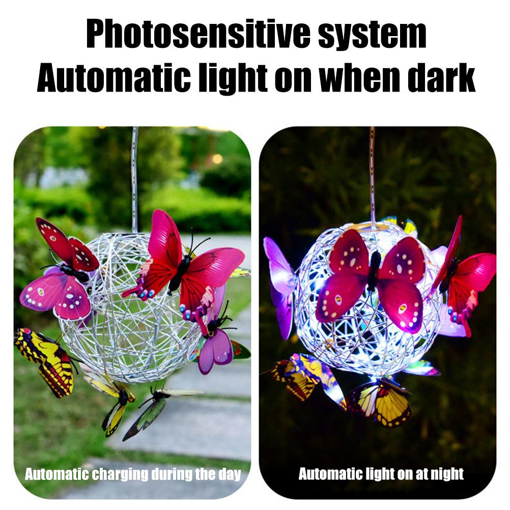 Hanging Solar Light Butterfly Solar Garden Lights with Colourful Butterflies LED Metal Solar