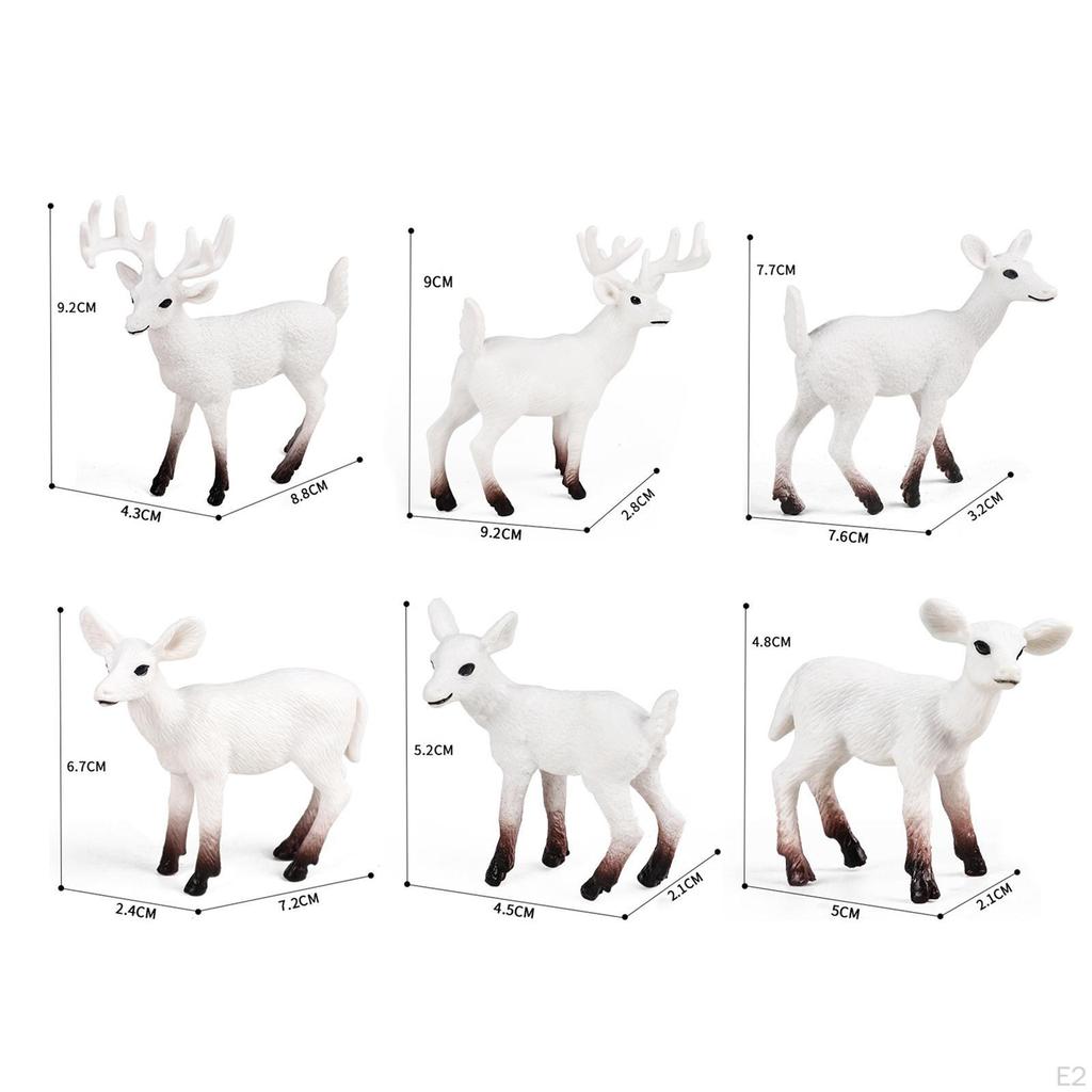 6 Pieces Lifelike Forest Animal Deer Figures Fairy Garden Miniature for Cake Toppers