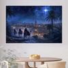 1 Piece of Christmas Manger Background Cloth - Three Sages Starry Night Desert Journey and Palm Tree Landscape - Polyester Fiber