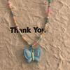 Butterfly Beaded Necklaces Butterfly Choker Pendant Necklace Beaded Choker Resin Material Perfect Gift for Girl Children