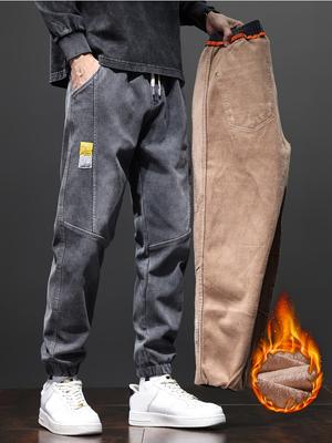 Ανδρικά Ζεστά Χοντρά Παντελόνια με Στενό Πόδι, Casual Μοντέρνα Κοντά Παντελόνια για Φθινόπωρο Χειμώνα