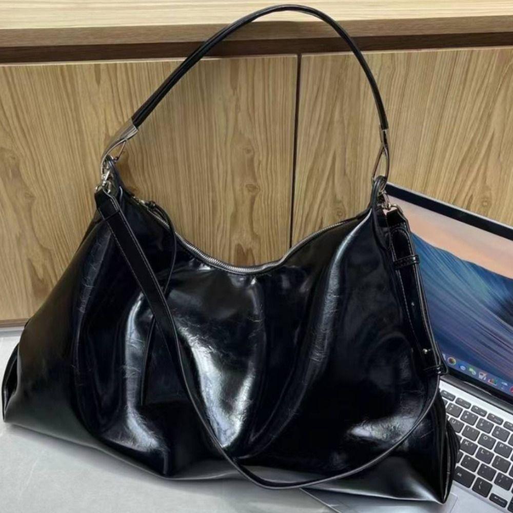 Women Fashion Oil Wax Leather Cross-body Messenger Bag Versatile Large Capacity Shoulder Bags Elegant Luxury Design Tote Bag