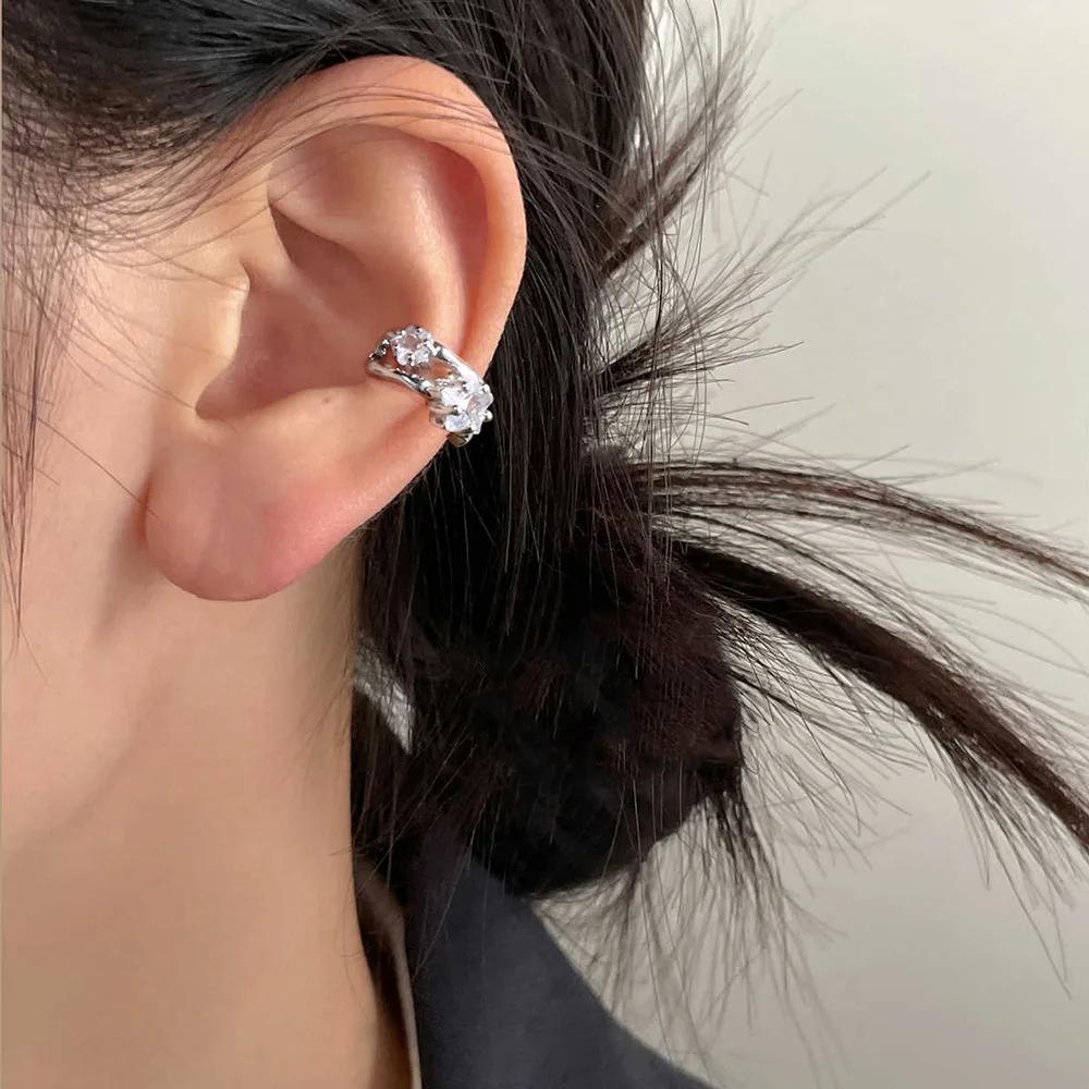 2025 Mode Nicht-Piercing Ohrclip Ohrringe Für Frauen Leichter Luxus Doppellagig Zirkon Stern Ohrklemme Zirkon Fake Ohrring Geschenk