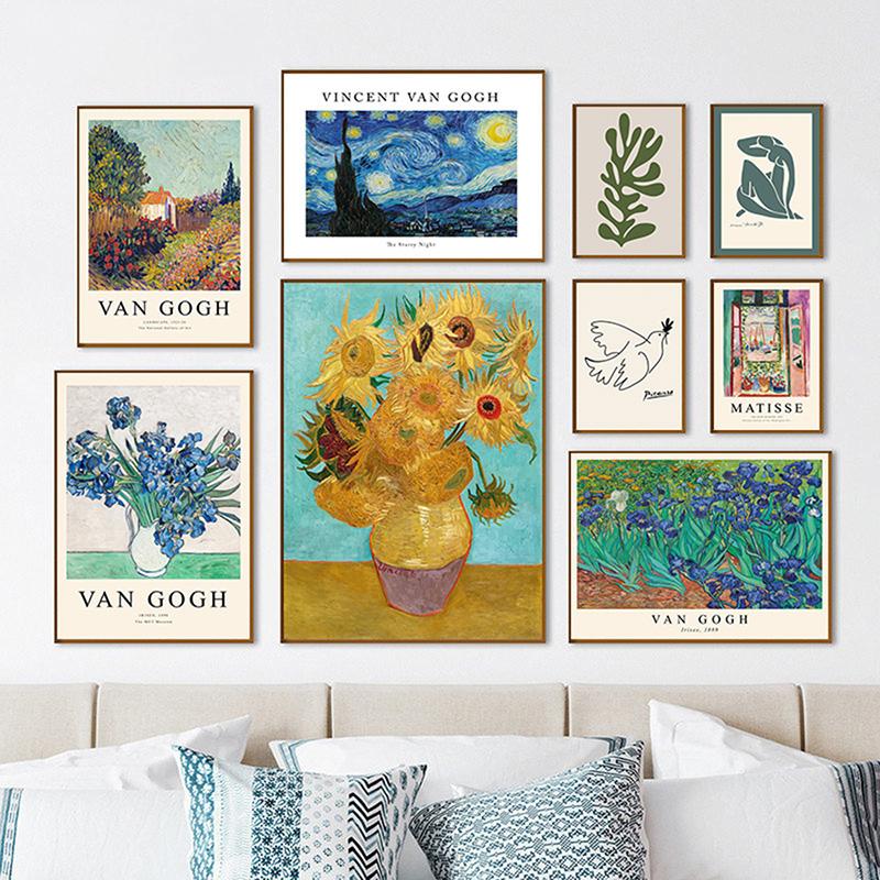 Matisse Picasso William Posters Prints Van Gogh Abstract Canvas Painting Flower Wall Art Pictures For Living Room Home Decor