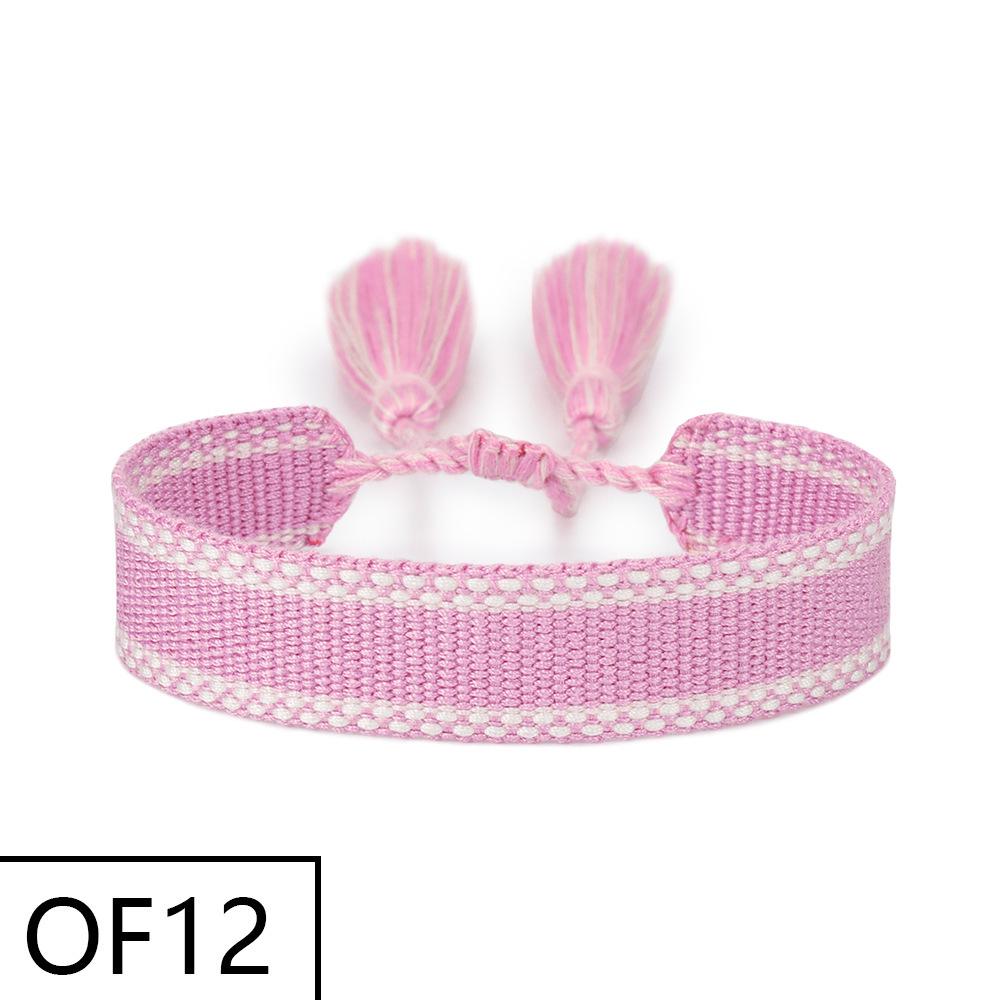 Embroiderable Polyester Cotton Letter Tassel Bracelet for Women – 1.5cm Woven Wristband