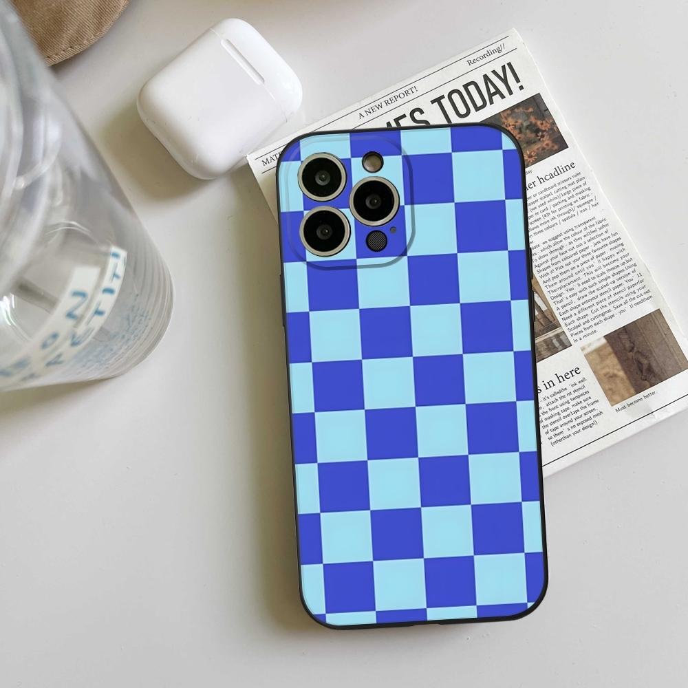 Checker Checked Chess Board Phone Case FOR IPhone 15 14 11 12 Pro 15 16 Plus 13 Pro MAX XR XS Black Soft Covers