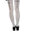 Women's Elegant Japanese Style Gothic White Silk Pantyhose Stockings Crosses and Letter Print Opaque Tights Leggings