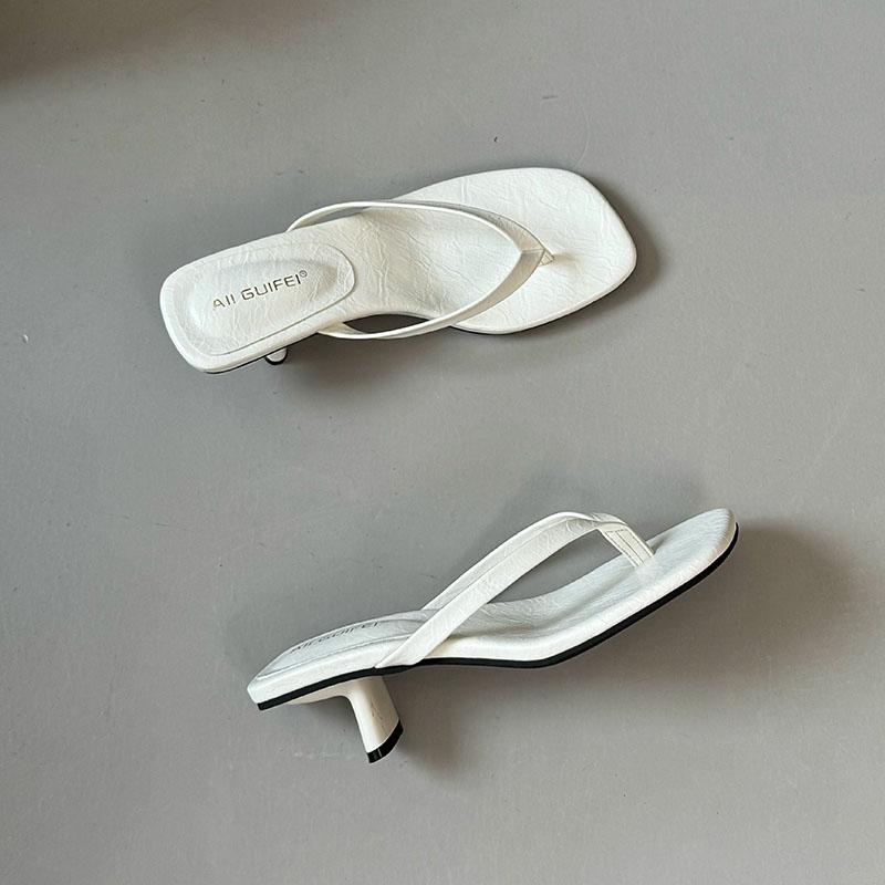 Fashion Fashion Square Toe Women 4CM Heels Slippers Slides Sandals Summer Casual Female Flip flops Ladies Thin Heel Slippers Shoes Pumps