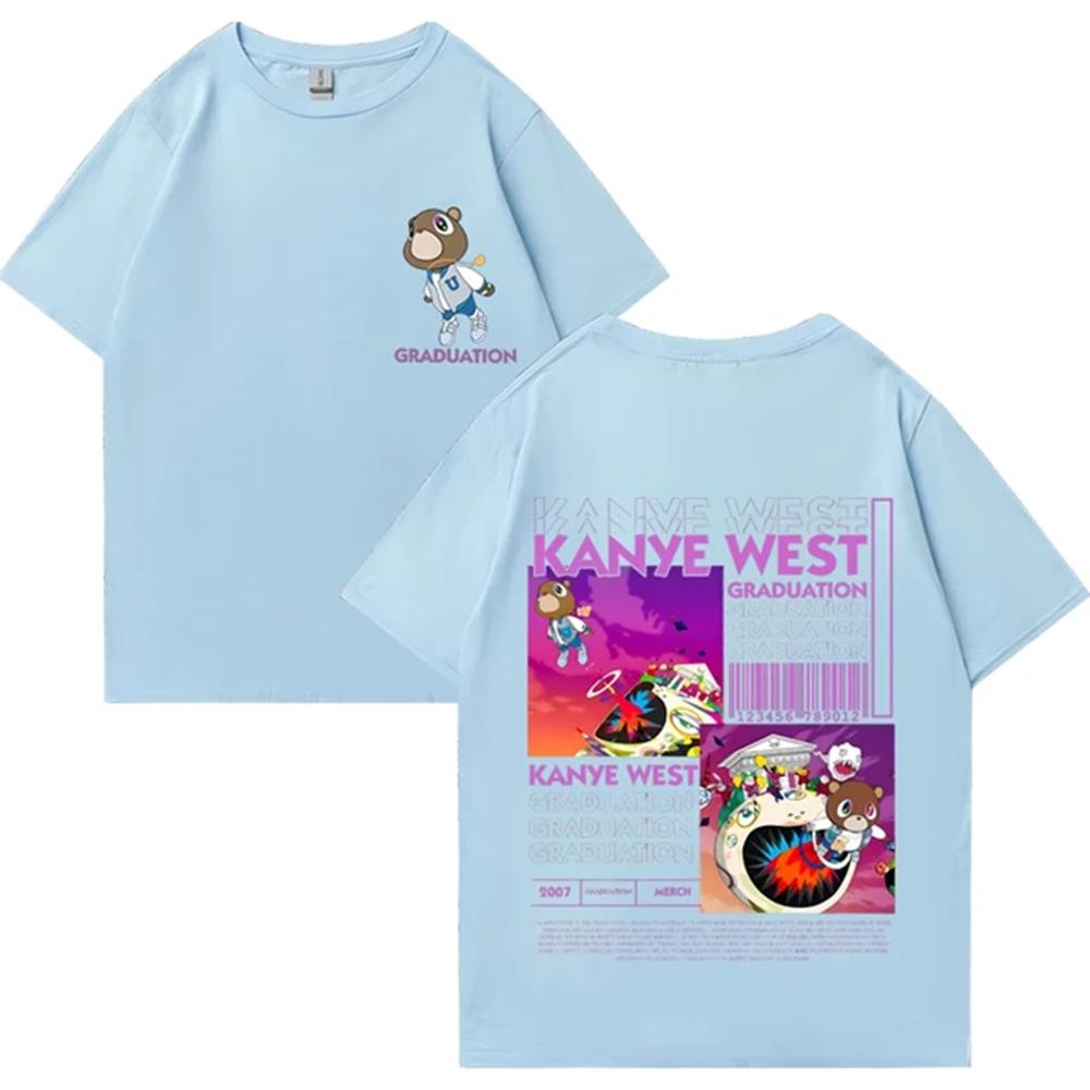 Kanye West Graduation Bear Double Sided Printed T Shirt Men Women Fashion Hip Hop Cool Tops Short Sleeve Unisex T-shirts 72463