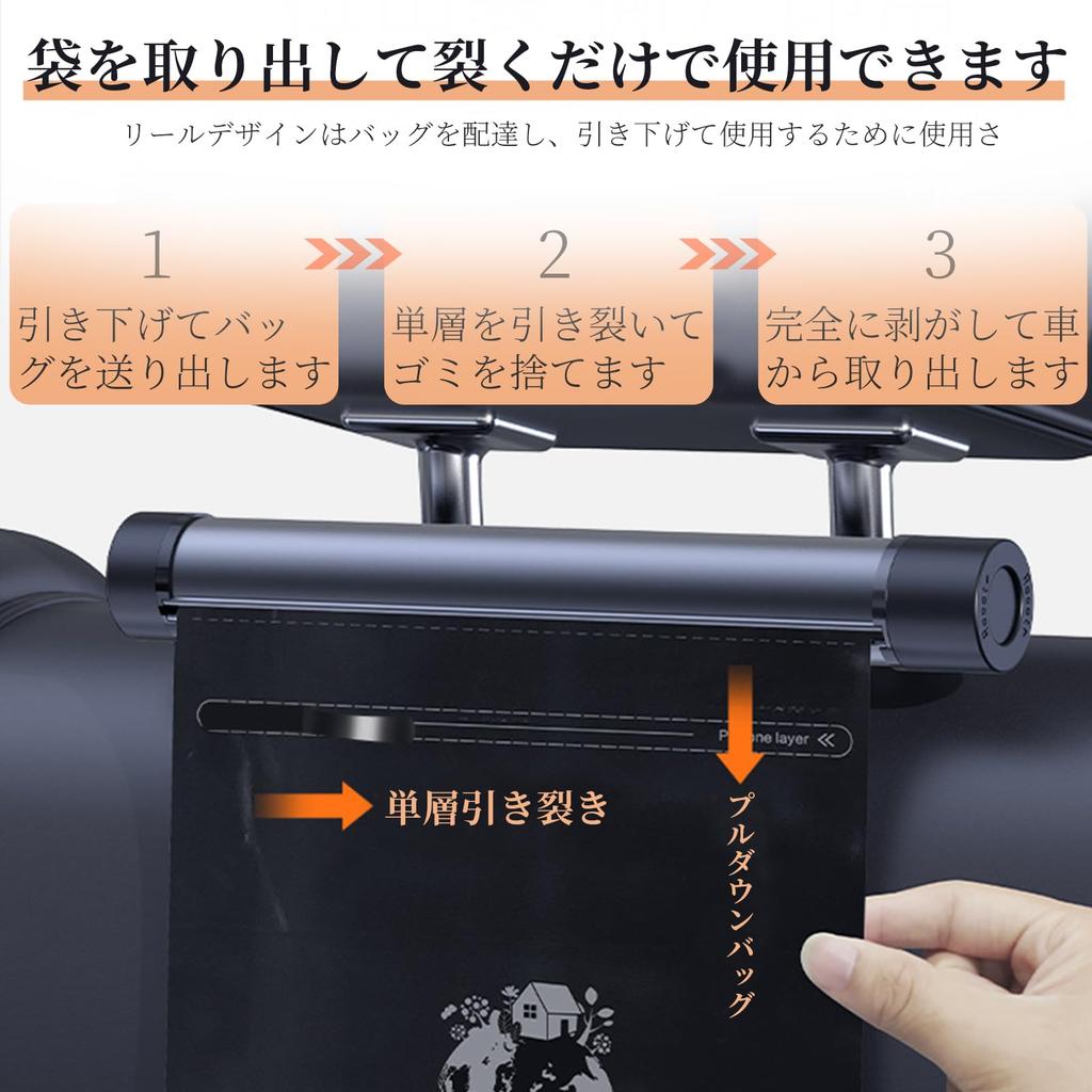 Car Trash Trash 100 Trash Bags per Large Storage Rear Seat Back Easy Roll-Type Bags, 5-Roll Set, Roll-Type Can, Roll, Capacity, Pocket, Seat,