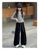 Girls' Patchwork Wide-Leg Sweatpants - 2025 Spring/Autumn Trend for Middle & Big Children