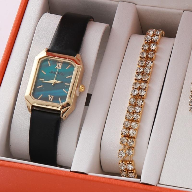 New Small Dial Silver Small Steel Belt Five-Piece Set Women'S Jewelry Five-Piece Set