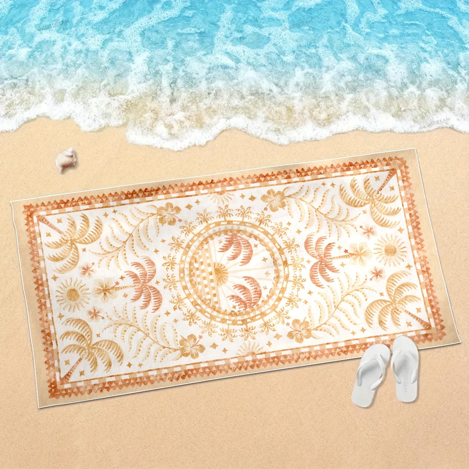 

1PC Boho Palm Tree Sun Beach Towel, Quick-Dry Polyester Towel, Unisex, Beach Swim Travel Camping Essential Gift W30*H60(CM)