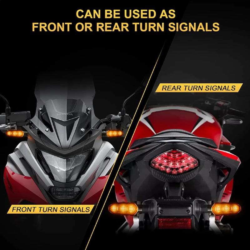 Motorcycle LED Turn Signal Lights 8mm Mini Flashing Light For Honda CBR500R CBR650F CB500X CRF250L MSX125 12V Moto Indicator