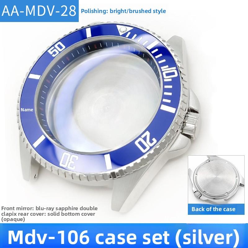 MDV106 Metal Case Film Bezel Bumper Armor For Casio MDV-106 Stainless Steel Crown Caseback Sapphire Glass Men Watch Accessories