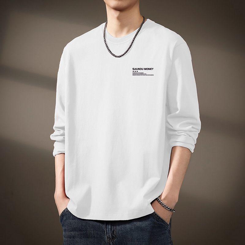 American Printed Long-sleeved New Men's T-shirt Pure Cotton Round Neck Bottoming Autumn Loose Top