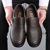 Mens Summer Leather Sandals Breathable Soft Sole Hollow Out Casual Shoes Big Size for Dad Elderly