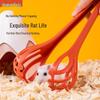Conjunto Multifuncional de Brinquedos para Hamster e Rato: Alimentador Anti-Mordida, Pinça de Limpeza, Design de Seda Dourada