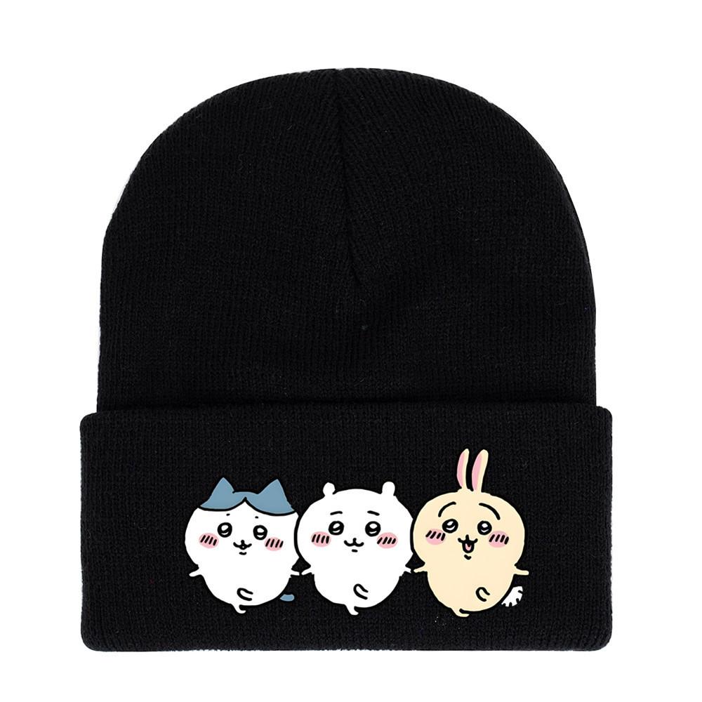 Usagi Chiikawa Round Top Dopamine Print Knit Hat For Animation Enthusiasts
