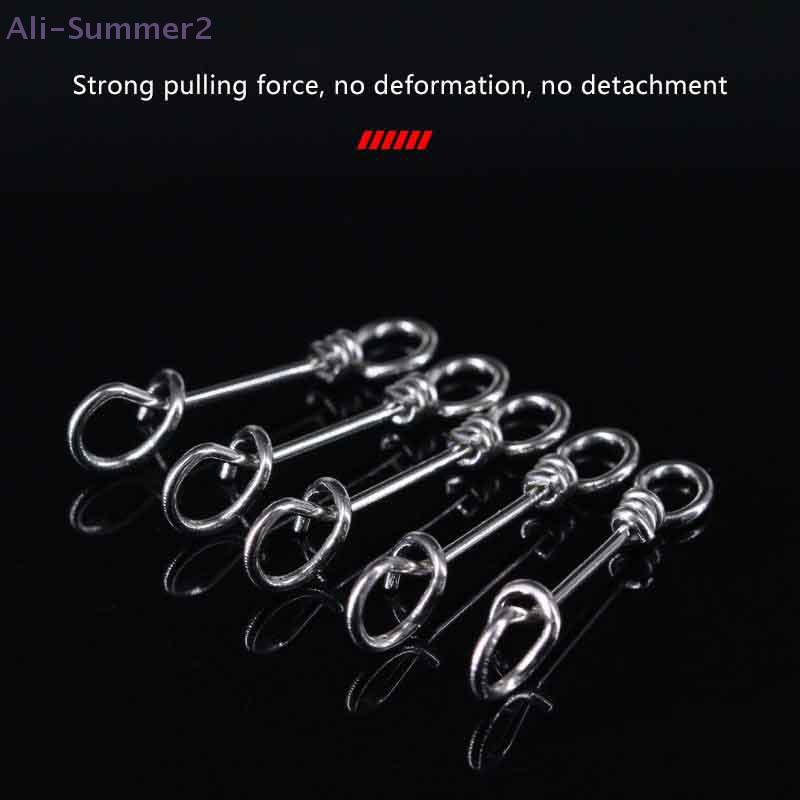 50Pcs Strengthen Stainless Steel Quick Lock Snap Spring Clamp Buckle Lure Drop Rigs Safety Connector Bait Hook For Fishing