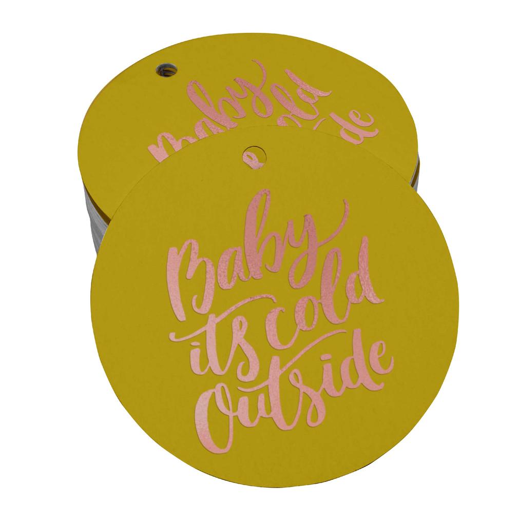 Inkdotpot Real Gold Foil Baby It's Cold Outside Baby Shower Tags Favor Hang Paper Tags 100