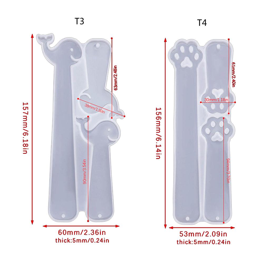 Lesezeichenform Rechteck Katzenkralle Delfin Silikonform Harzgussform DIY Bastel Anhängerform Handgemachtes Ornament Werkzeug