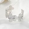 Fashion Women's Metal Flower Bracelets Geometric Exaggerated Silver Color Opening Cuff Bangles New Elegant Party Jewelry Gifts