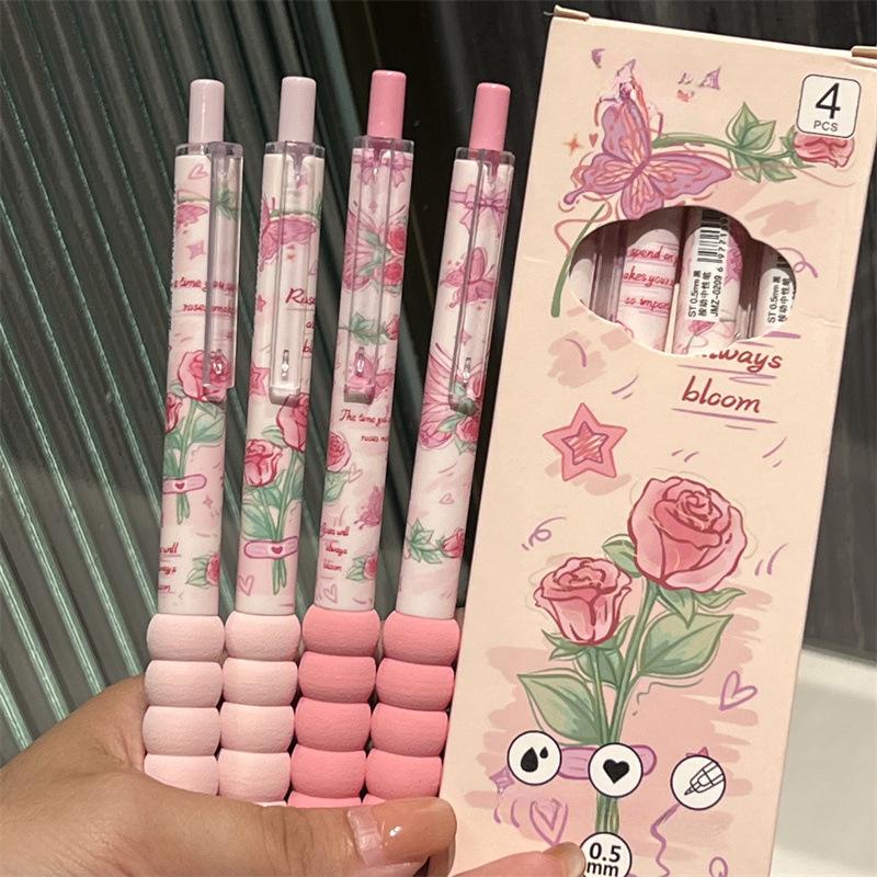 

4 шт. ретро гелевая ручка креативный дизайн бабочка цветочная канцелярская гелевая ручка 0,5 мм черная чернильная ручка для письма студенческие принадлежности