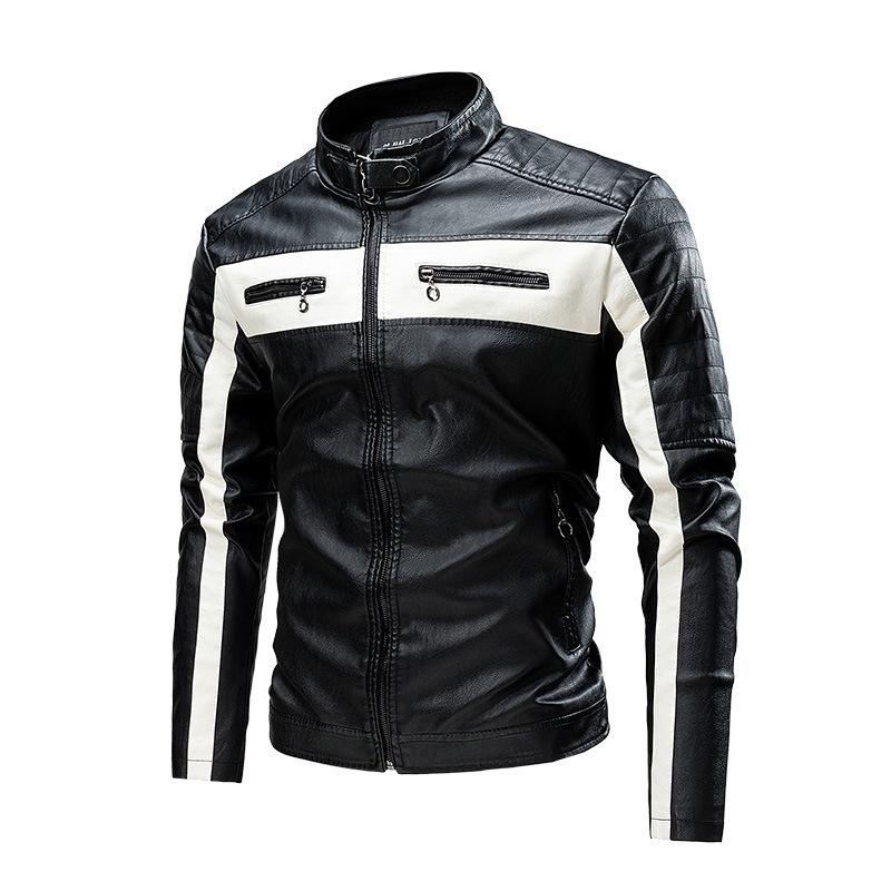 Cross-border Men's Retro Stand Collar Leather Motorcycle Jacket