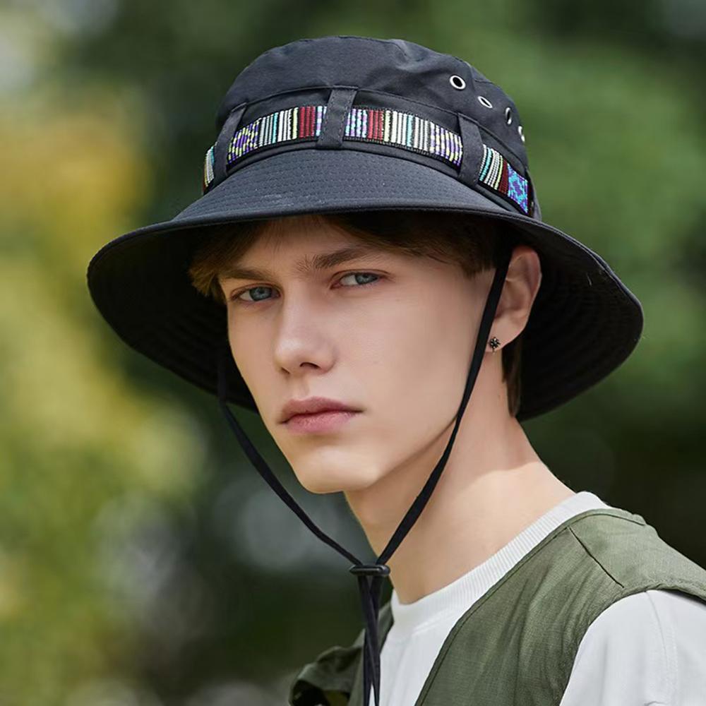 Summer Men Bucket Hat Outdoor Uv Protection Wide Brim Panama Hunting Hiking Hat Adjustable Mesh Fisherman Hat Women Beach Cap