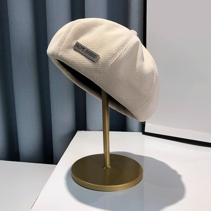 

Металлический берет для женщин на весну и осень, японская ретро-универсальная шляпа художника, подчеркивающая лицо, маленькая вогнутая форма, восьмиугольная шляпа Adjustable