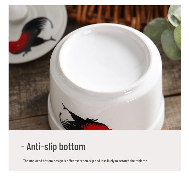 Retro Chinese Ceramic Stew Pot for Single Servings - Ideal for Soup, Dessert, and Bird's Nest Stews