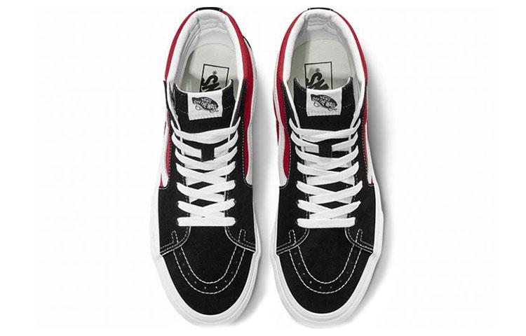 Men's Sneakers Vans SK8 HI Sidewall Logo Black Racing Red Suede Skate Shoes 'Black Racing Red'