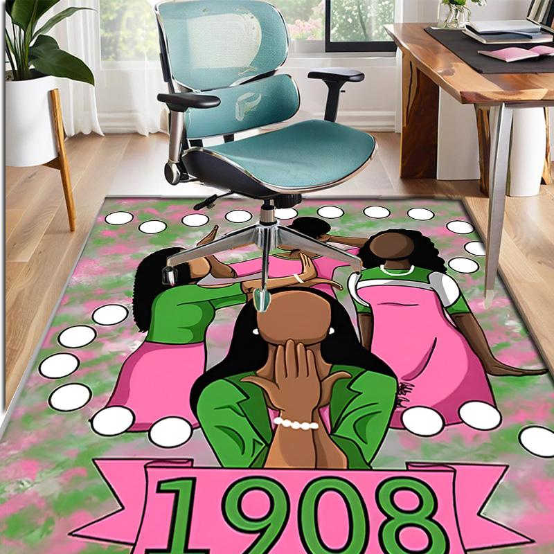 Alpha Kappa Alpha Pattern Rug, Indoor/Outdoor Mat, for Picnic, Gameroom, Bedroom, Office, Living Room, Home Decor Carpet, Birthday Gift