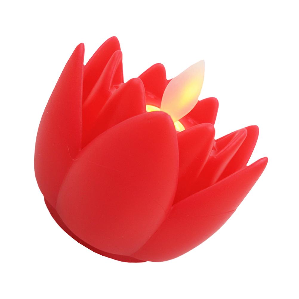 Large Lotus Lamp Light Flower Night Household Lantern Red Plastic Fake Decorative Candles