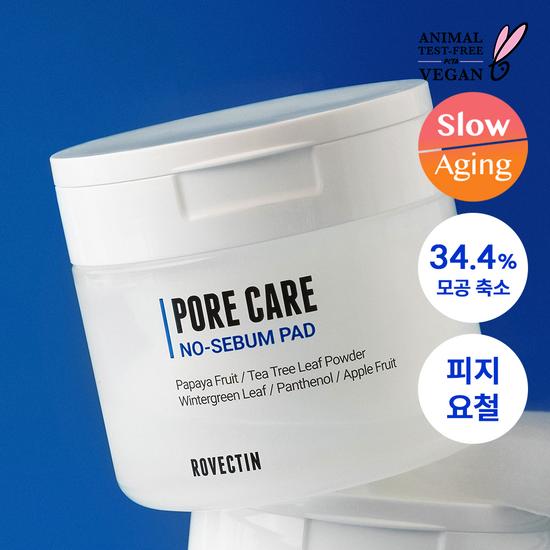 34.4% Pore Reduction ROVECTIN Pore Care No-Sebum Pads 60 Sheets (+10 Sheets Free)