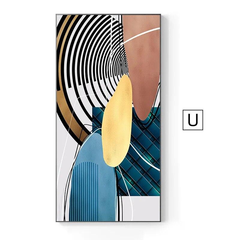 

Скандинавская роскошная абстрактная картина на холсте, золотой цветной блок, плакат с принтом, настенные художественные фотографии для гостиной, спальни, домашний декор 20x40cm Unframed темные пастельные голубой