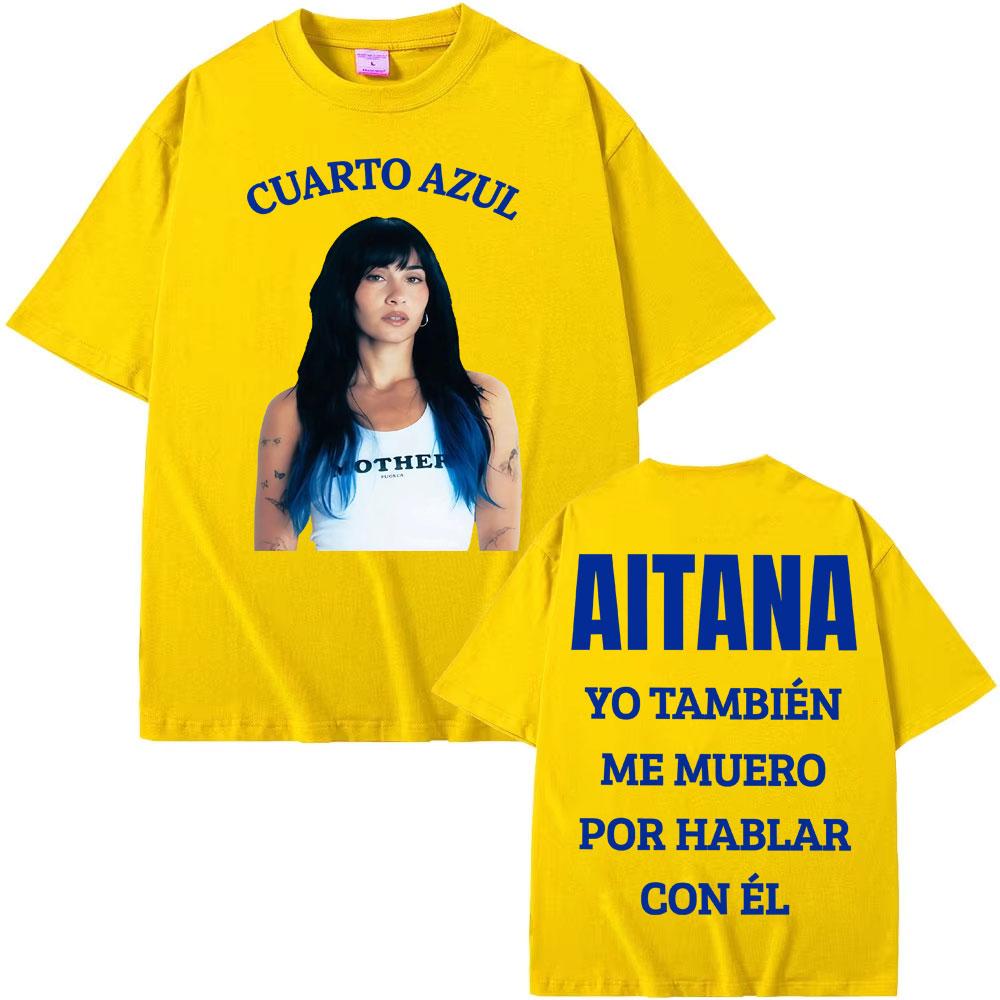 Singer Aitana Cuarto Azul 2026 Tour Graphic T-shirt Men Women Clothing Fashion Aesthetic T Shirts Cotton Loose Oversized T Shirt