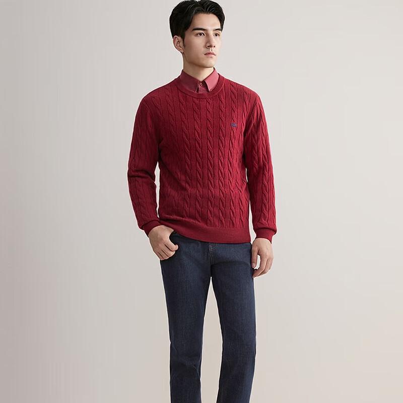 YOUNGOR Men s Crew Neck Cable Knit Sweater L (105cm)