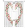 Watercolor Heart Rose Wreath Sheer Curtains For Living Room Window Transparent Voile Tulle Curtain Bedroom Drapes Home Decor
