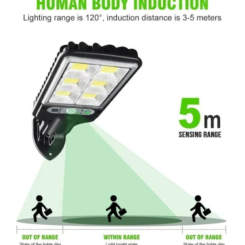 Solar Outdoor Led Courtyard Wall Lamp With 3 Mode Waterproof Motion Sensor Security Lighting Street Lights for Garden Patio Path