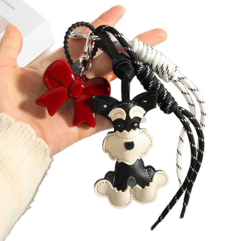 Snautie Dog Pu Leather Bag Charm With Cartoon Butterfly Knot For Fashionable Spring Use
